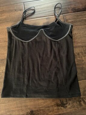 Joah Brown Black Ribbed bustier Cami with Contrast Trim